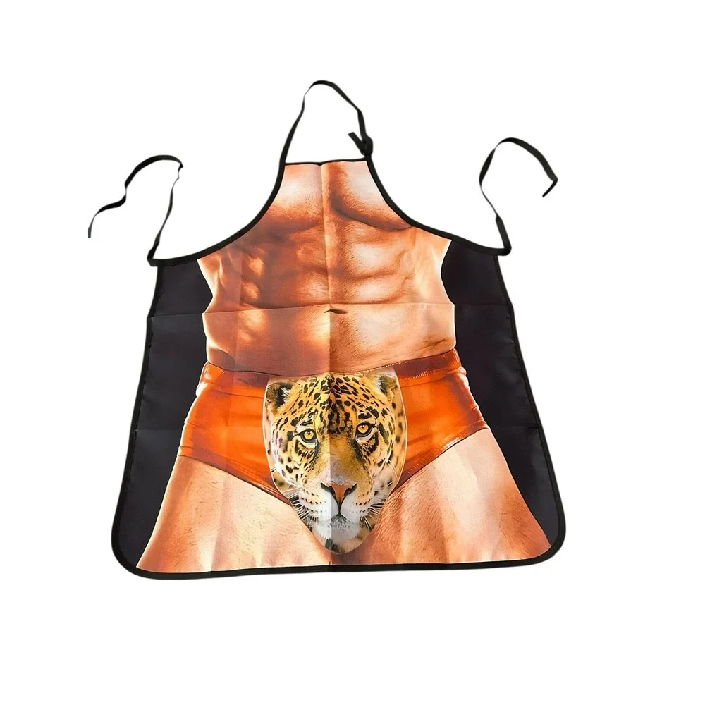 NEW novelty adult ONE SIZE apron full coverage funny SEXY MAN BODY TIGER‎